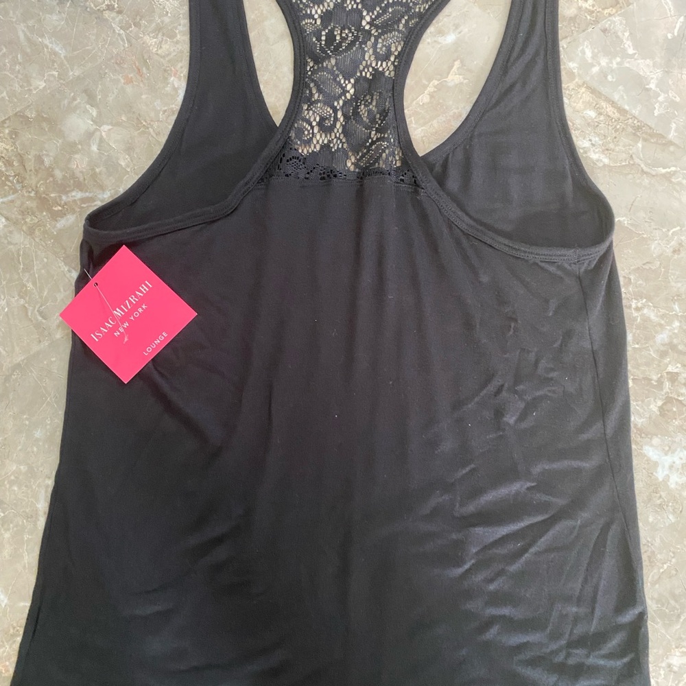 Isaac Mizrahi Black Tank Top with Lace Detail
